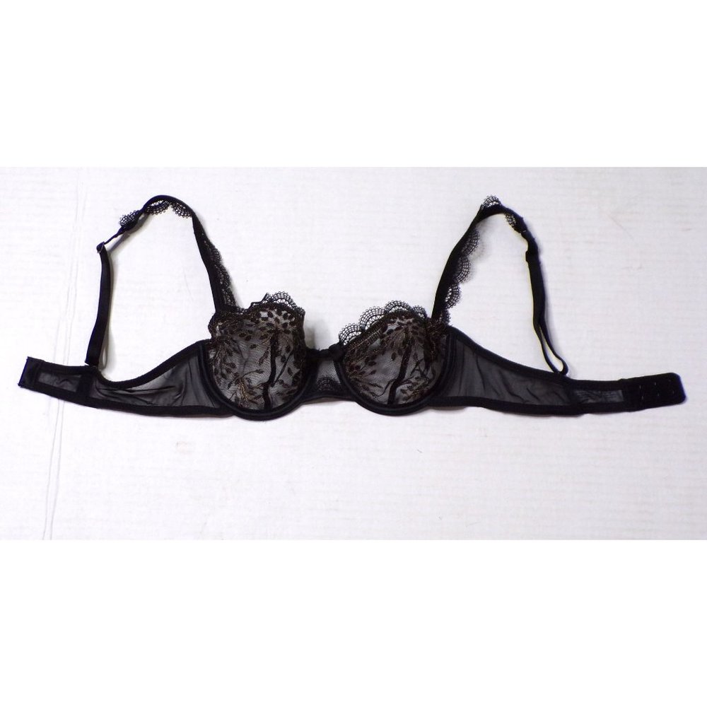 🆕SIMONE PERELE Singuliere Demi Sheer Underwire Non-Padded Bra Black 32B #1A2330 - Picture 3 of 5